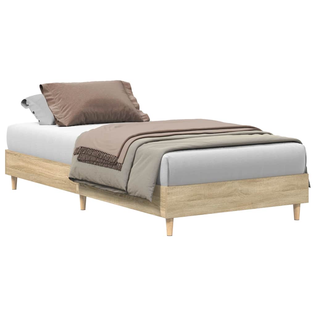 Bed Frame No Mattress Sonoma Oak 75x190 cm Small Single Engineered Wood